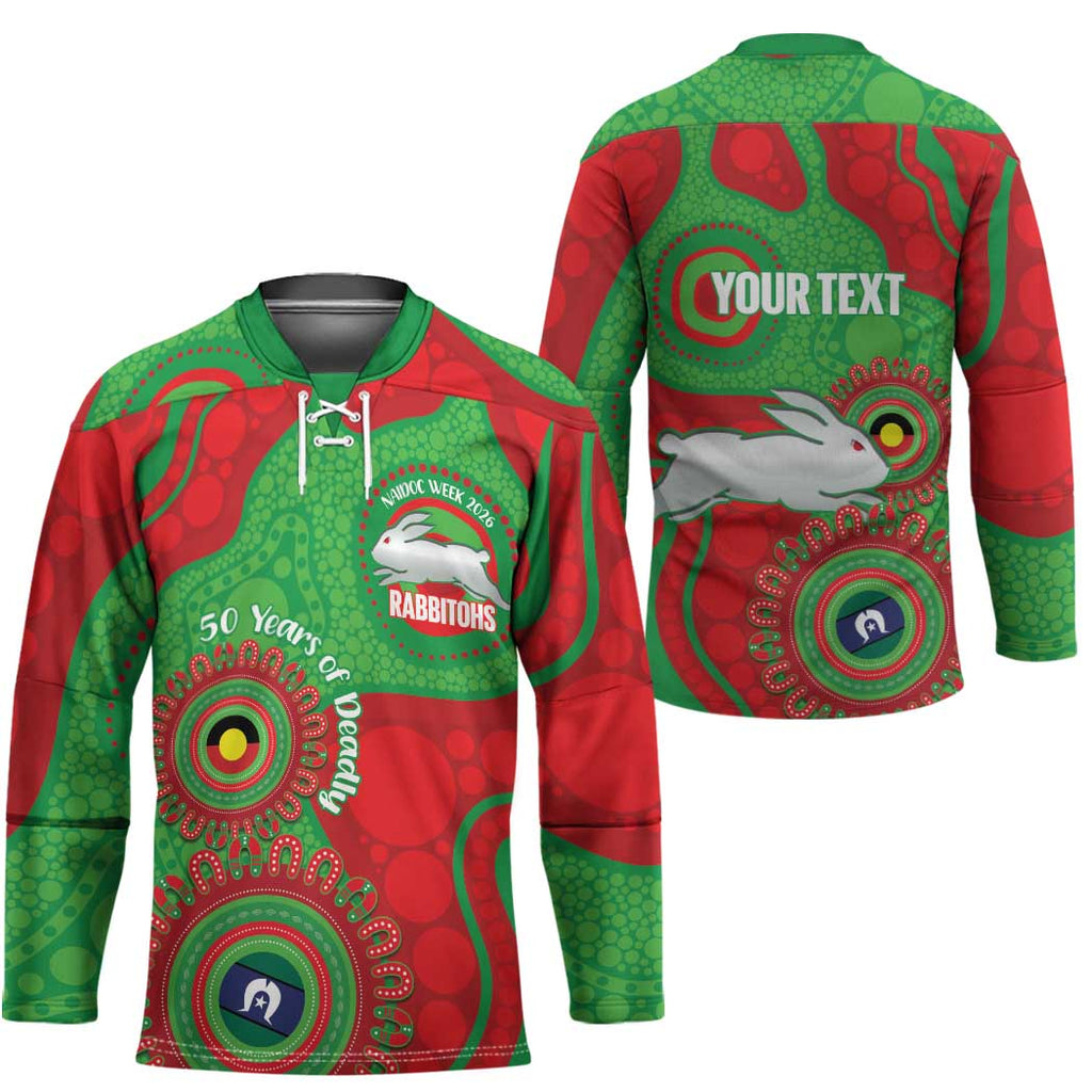 Rabbitohs NAIDOC Week 2026 Personalised Hockey Jersey 50 Years of Deadly Aboriginal Art