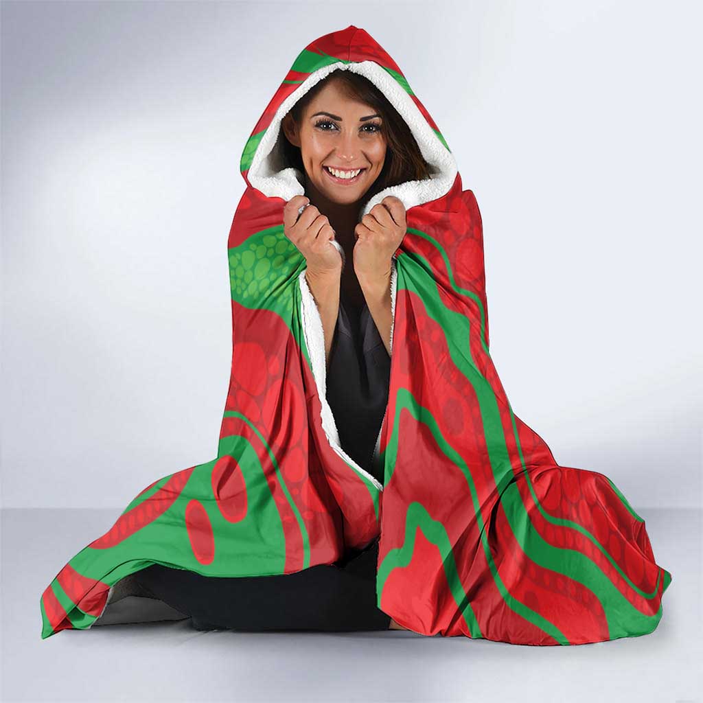 Rabbitohs NAIDOC Week 2026 Personalised Hooded Blanket 50 Years of Deadly Aboriginal Art