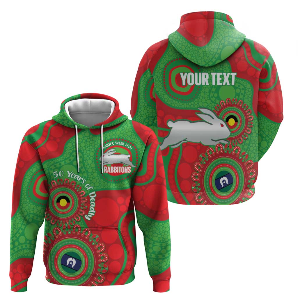Rabbitohs NAIDOC Week 2026 Personalised Hoodie 50 Years of Deadly Aboriginal Art