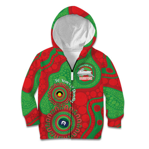 Rabbitohs NAIDOC Week 2026 Personalised Kid Hoodie 50 Years of Deadly Aboriginal Art