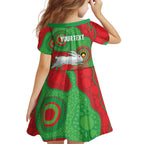 Rabbitohs NAIDOC Week 2026 Personalised Kid Short Sleeve Dress 50 Years of Deadly Aboriginal Art