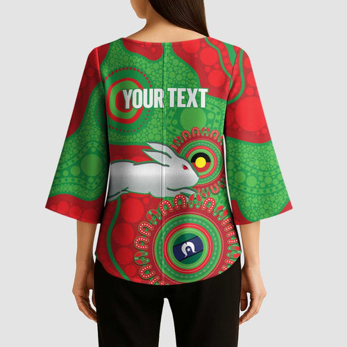 Rabbitohs NAIDOC Week 2026 Personalised Kimono Sleeve Blouse 50 Years of Deadly Aboriginal Art