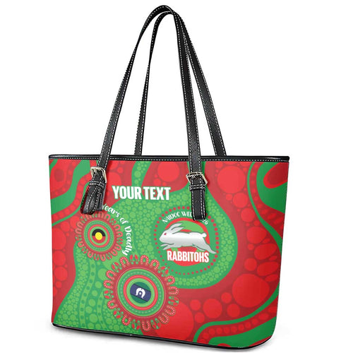 Rabbitohs NAIDOC Week 2026 Personalised Leather Tote Bag 50 Years of Deadly Aboriginal Art