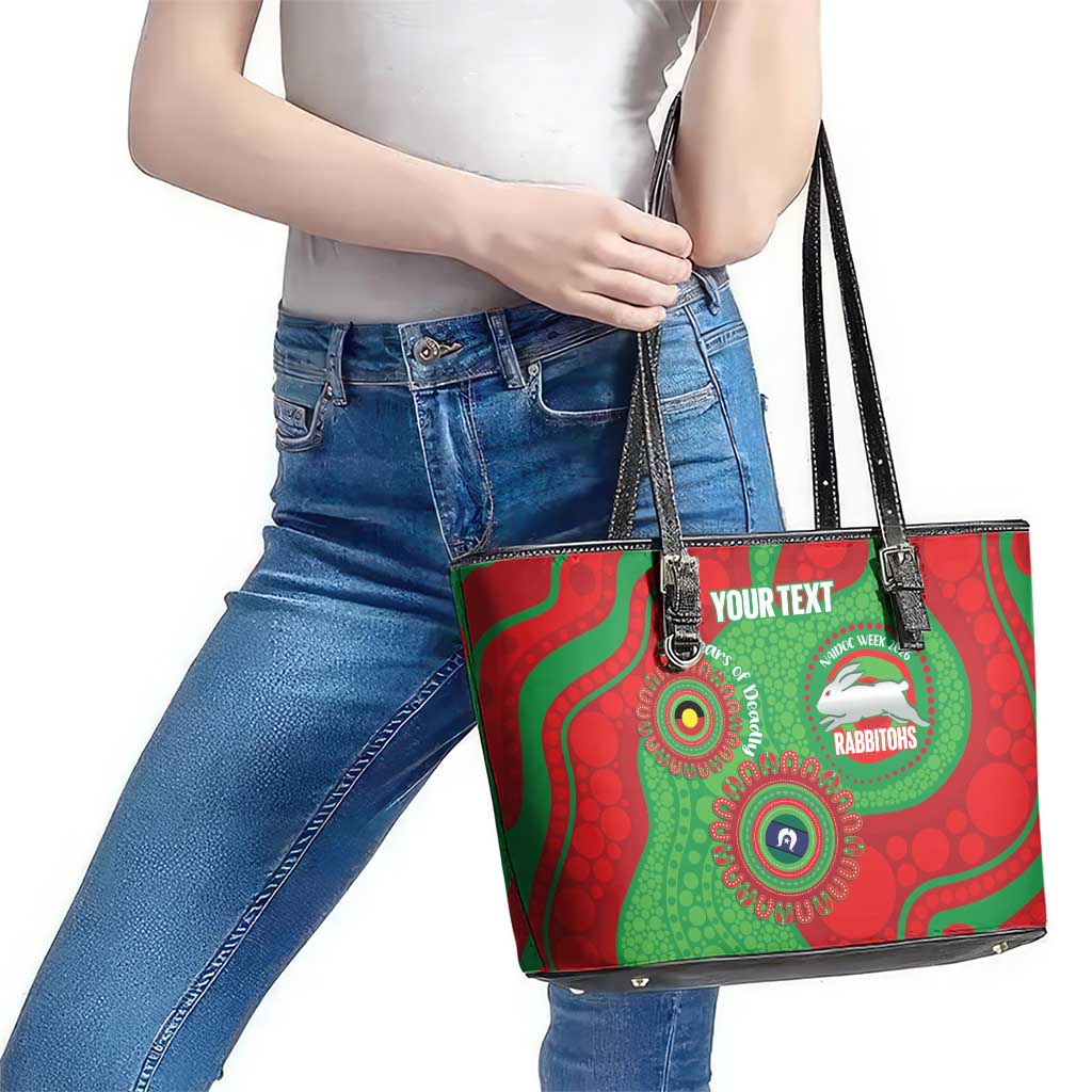 Rabbitohs NAIDOC Week 2026 Personalised Leather Tote Bag 50 Years of Deadly Aboriginal Art