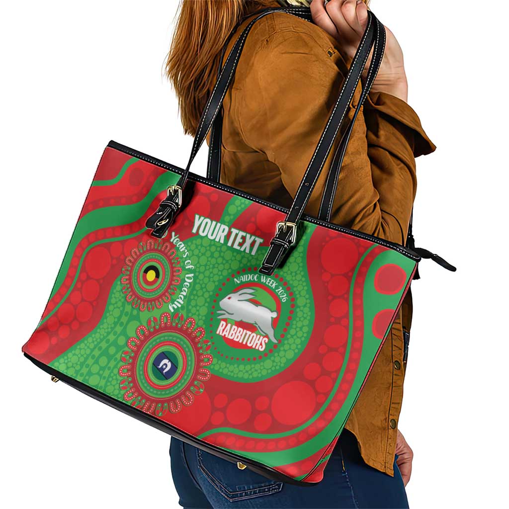 Rabbitohs NAIDOC Week 2026 Personalised Leather Tote Bag 50 Years of Deadly Aboriginal Art