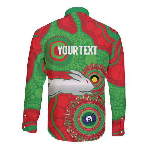 Rabbitohs NAIDOC Week 2026 Personalised Long Sleeve Button Shirt 50 Years of Deadly Aboriginal Art