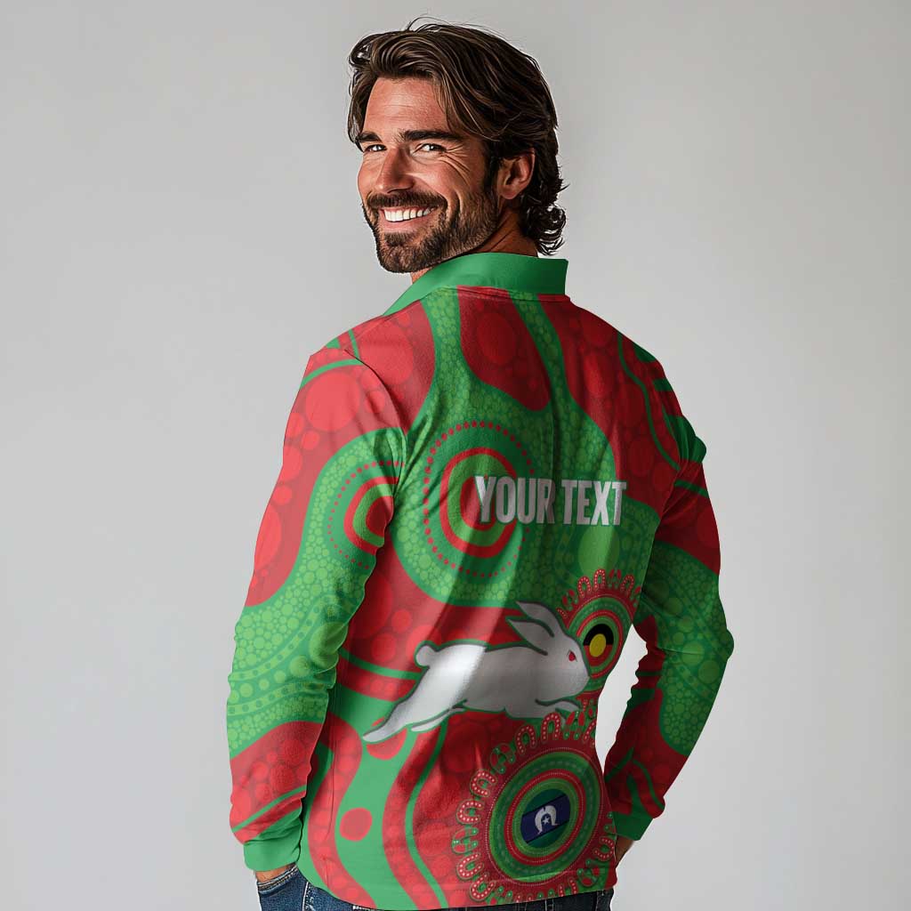 Rabbitohs NAIDOC Week 2026 Personalised Long Sleeve Polo Shirt 50 Years of Deadly Aboriginal Art