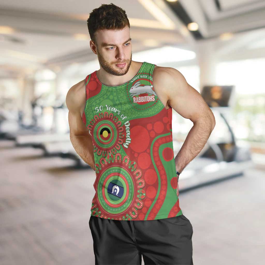 Rabbitohs NAIDOC Week 2026 Personalised Men Tank Top 50 Years of Deadly Aboriginal Art