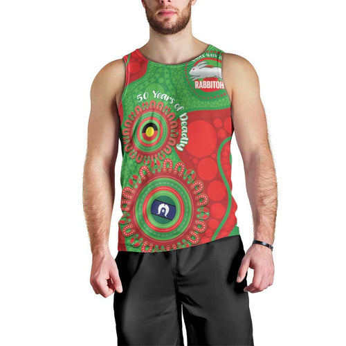 Rabbitohs NAIDOC Week 2026 Personalised Men Tank Top 50 Years of Deadly Aboriginal Art