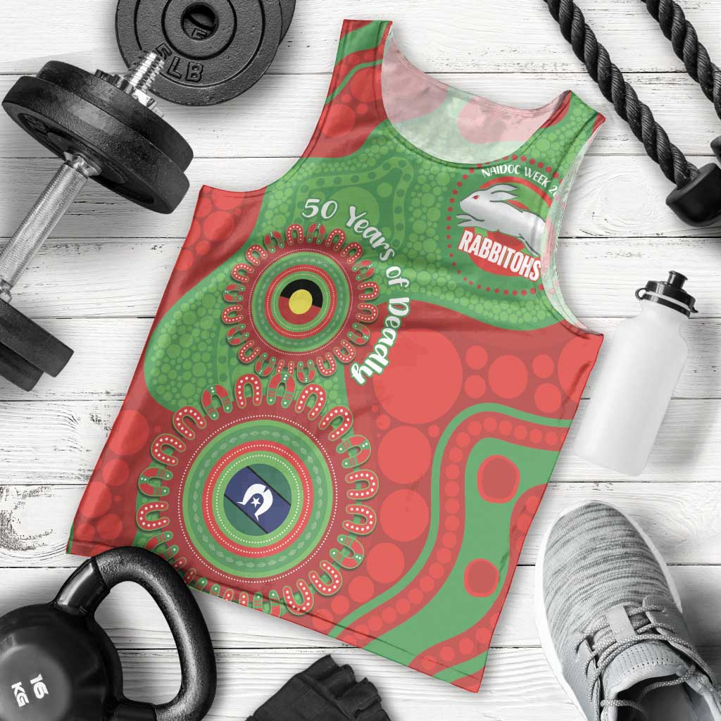 Rabbitohs NAIDOC Week 2026 Personalised Men Tank Top 50 Years of Deadly Aboriginal Art