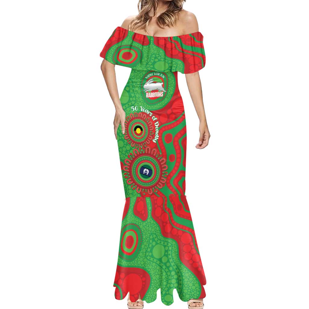 Rabbitohs NAIDOC Week 2026 Personalised Mermaid Dress 50 Years of Deadly Aboriginal Art