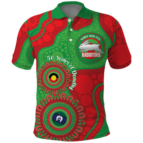 Rabbitohs NAIDOC Week 2026 Personalised Polo Shirt 50 Years of Deadly Aboriginal Art