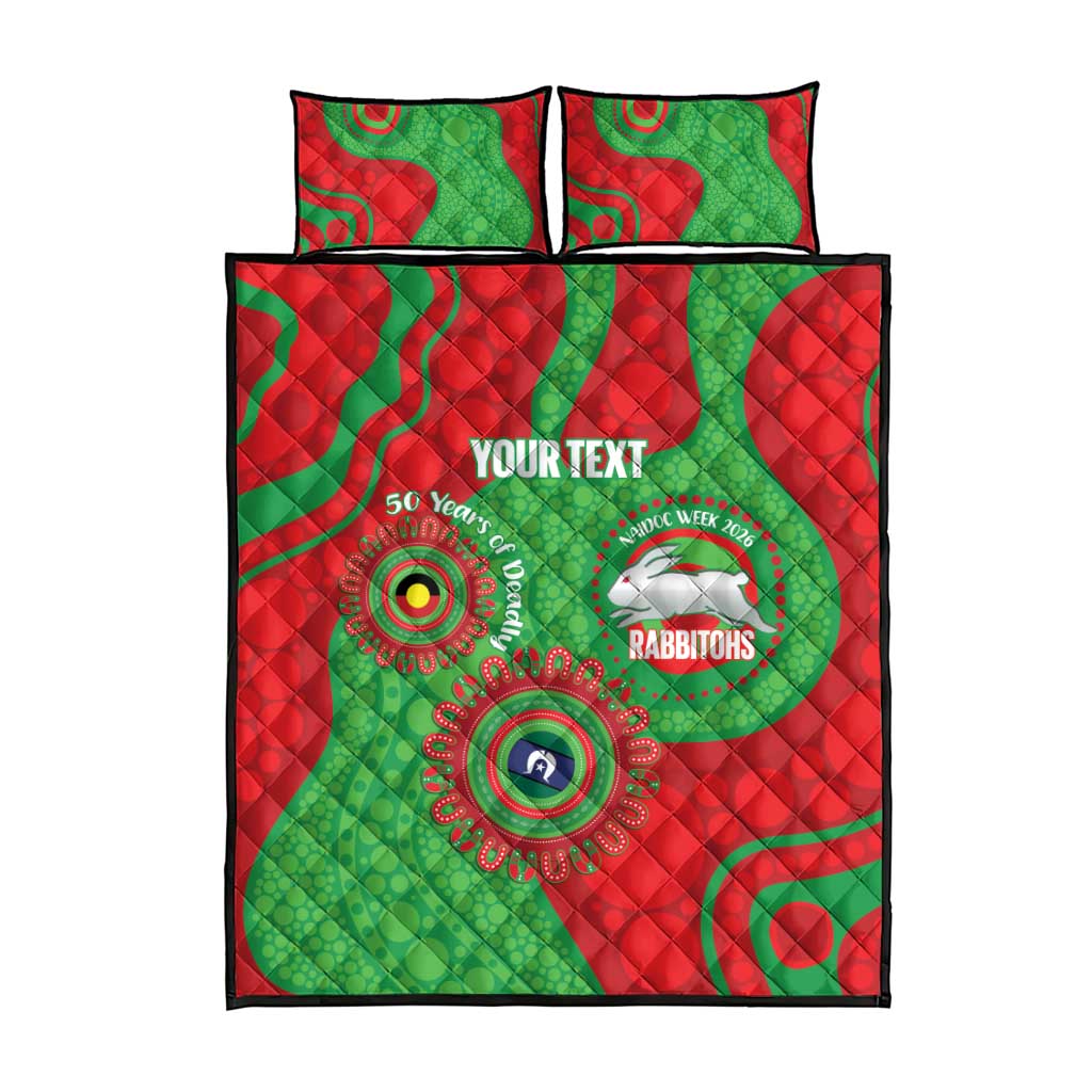 Rabbitohs NAIDOC Week 2026 Personalised Quilt Bed Set 50 Years of Deadly Aboriginal Art