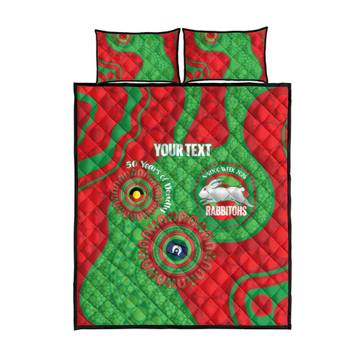 Rabbitohs NAIDOC Week 2026 Personalised Quilt Bed Set 50 Years of Deadly Aboriginal Art