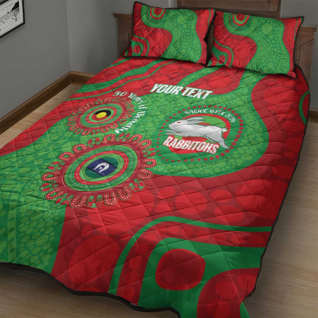 Rabbitohs NAIDOC Week 2026 Personalised Quilt Bed Set 50 Years of Deadly Aboriginal Art