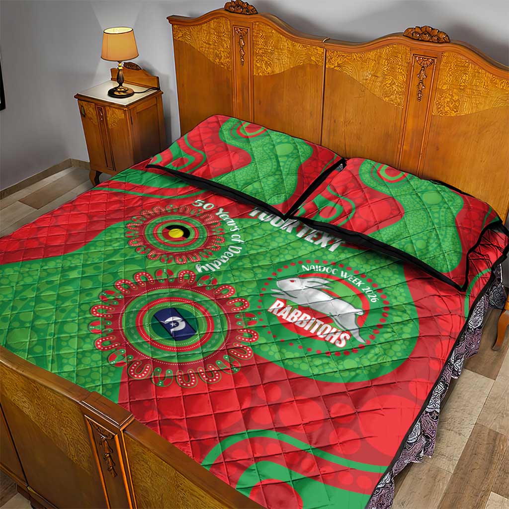 Rabbitohs NAIDOC Week 2026 Personalised Quilt Bed Set 50 Years of Deadly Aboriginal Art