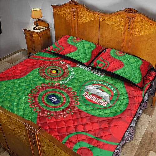Rabbitohs NAIDOC Week 2026 Personalised Quilt Bed Set 50 Years of Deadly Aboriginal Art