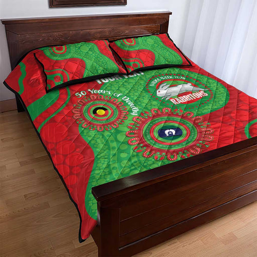 Rabbitohs NAIDOC Week 2026 Personalised Quilt Bed Set 50 Years of Deadly Aboriginal Art