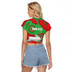 Rabbitohs NAIDOC Week 2026 Personalised Raglan Cropped T Shirt 50 Years of Deadly Aboriginal Art