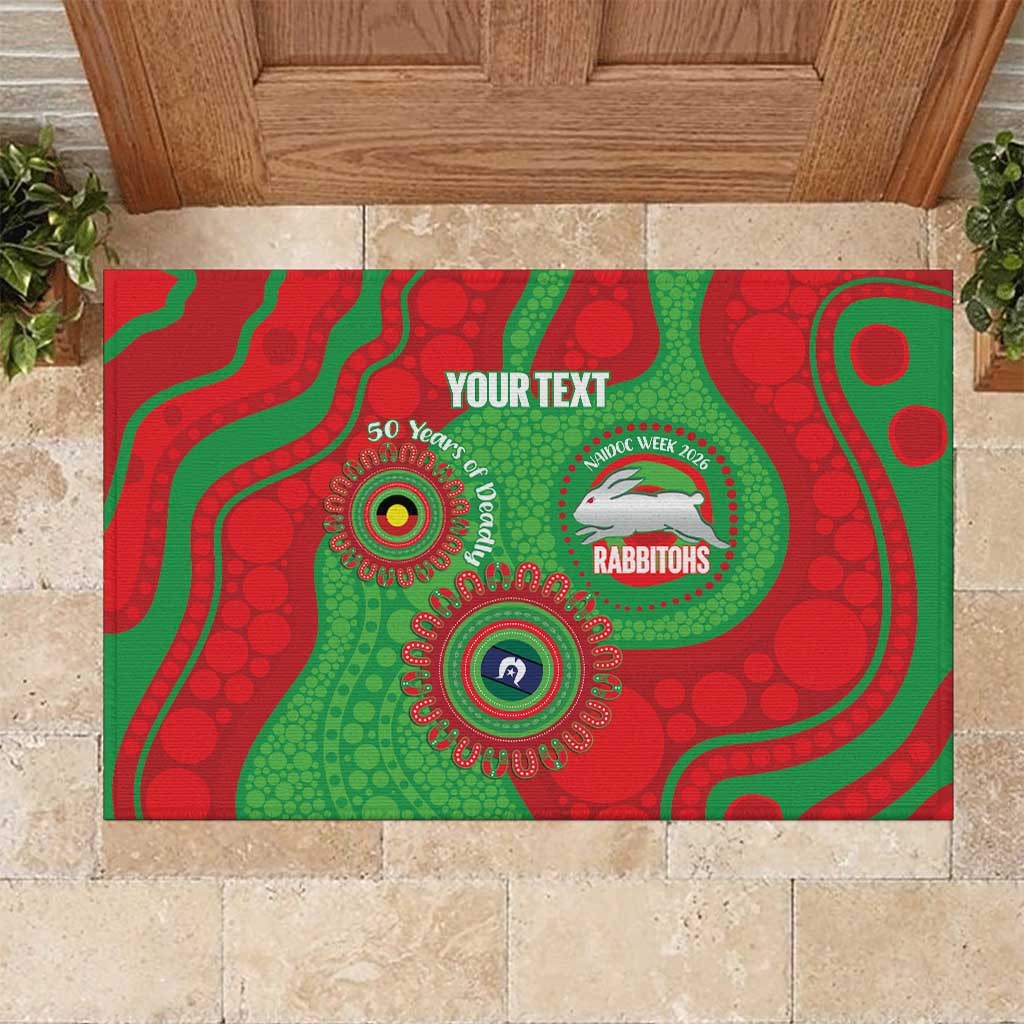 Rabbitohs NAIDOC Week 2026 Personalised Rubber Doormat 50 Years of Deadly Aboriginal Art