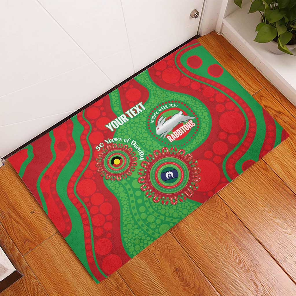 Rabbitohs NAIDOC Week 2026 Personalised Rubber Doormat 50 Years of Deadly Aboriginal Art
