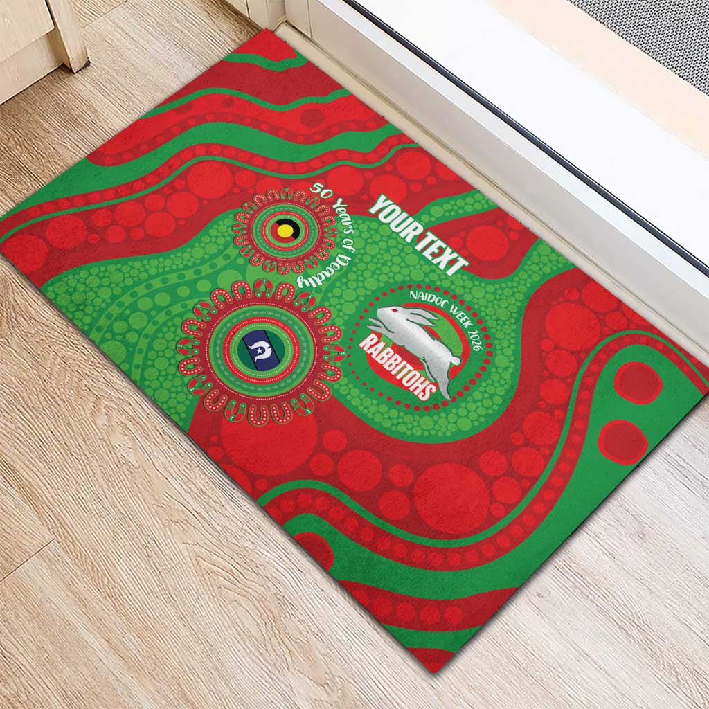 Rabbitohs NAIDOC Week 2026 Personalised Rubber Doormat 50 Years of Deadly Aboriginal Art