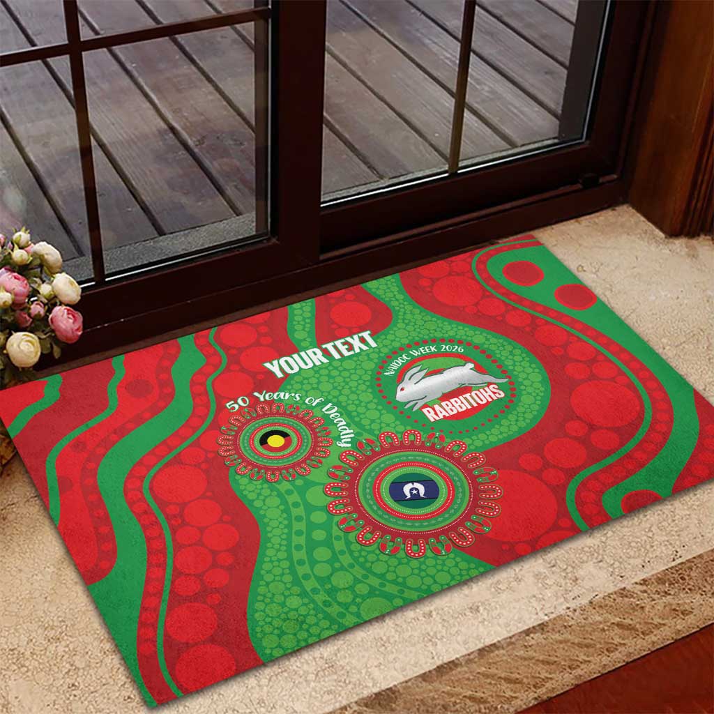 Rabbitohs NAIDOC Week 2026 Personalised Rubber Doormat 50 Years of Deadly Aboriginal Art