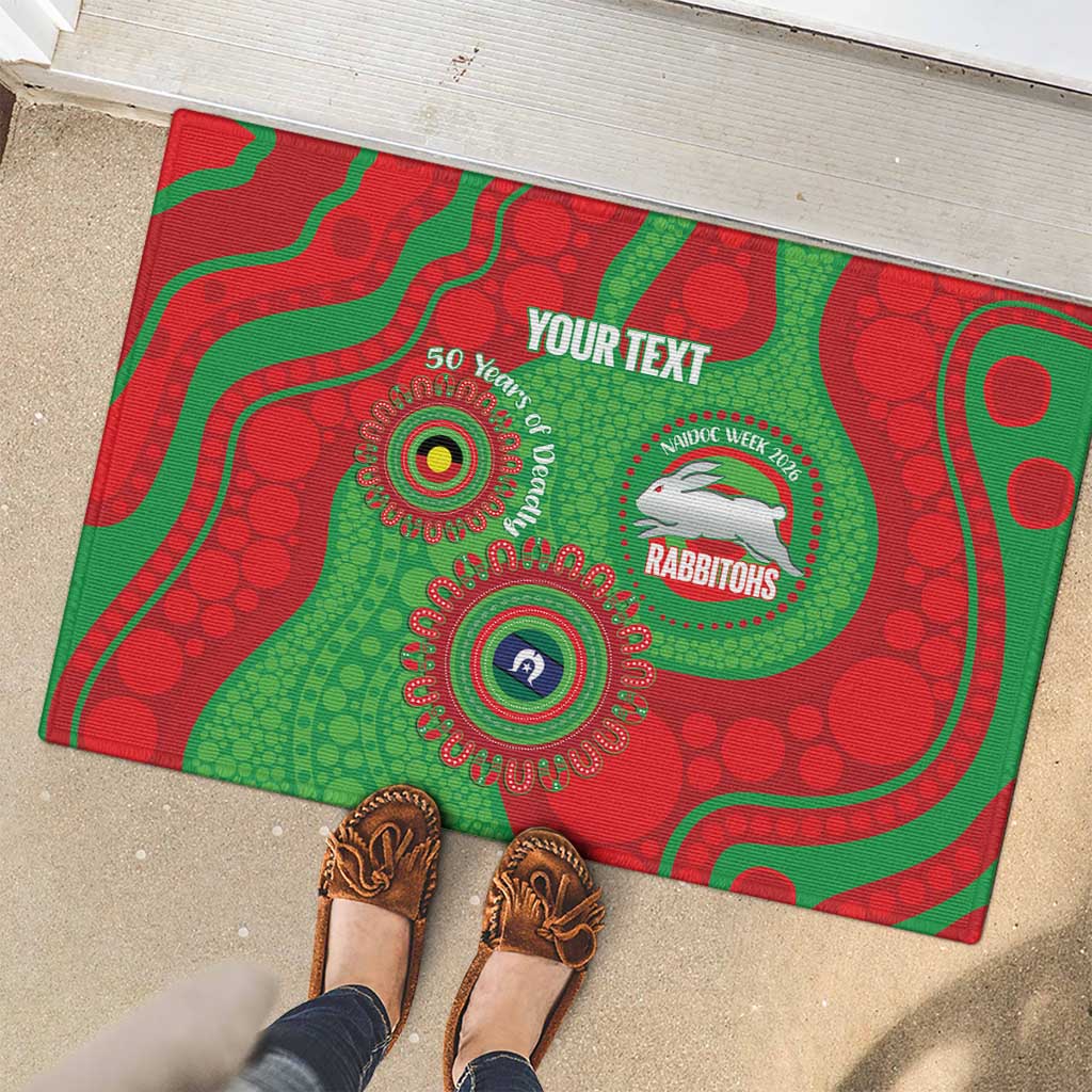 Rabbitohs NAIDOC Week 2026 Personalised Rubber Doormat 50 Years of Deadly Aboriginal Art