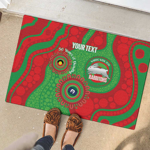 Rabbitohs NAIDOC Week 2026 Personalised Rubber Doormat 50 Years of Deadly Aboriginal Art
