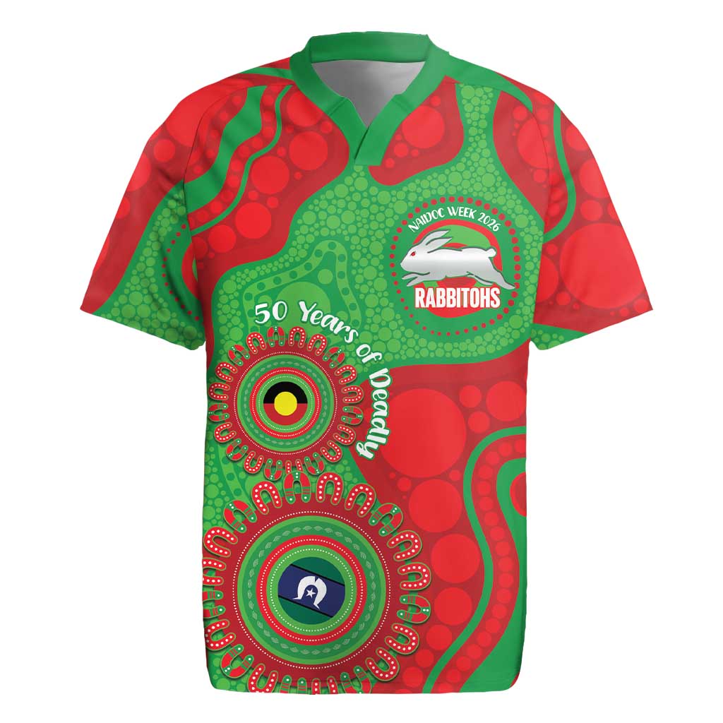 Rabbitohs NAIDOC Week 2026 Personalised Rugby Jersey 50 Years of Deadly Aboriginal Art