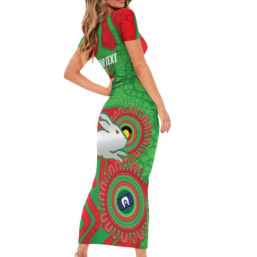 Rabbitohs NAIDOC Week 2026 Personalised Short Sleeve Bodycon Dress 50 Years of Deadly Aboriginal Art