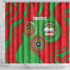Rabbitohs NAIDOC Week 2026 Personalised Shower Curtain 50 Years of Deadly Aboriginal Art