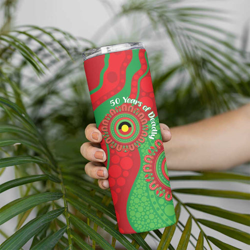 Rabbitohs NAIDOC Week 2026 Personalised Skinny Tumbler 50 Years of Deadly Aboriginal Art