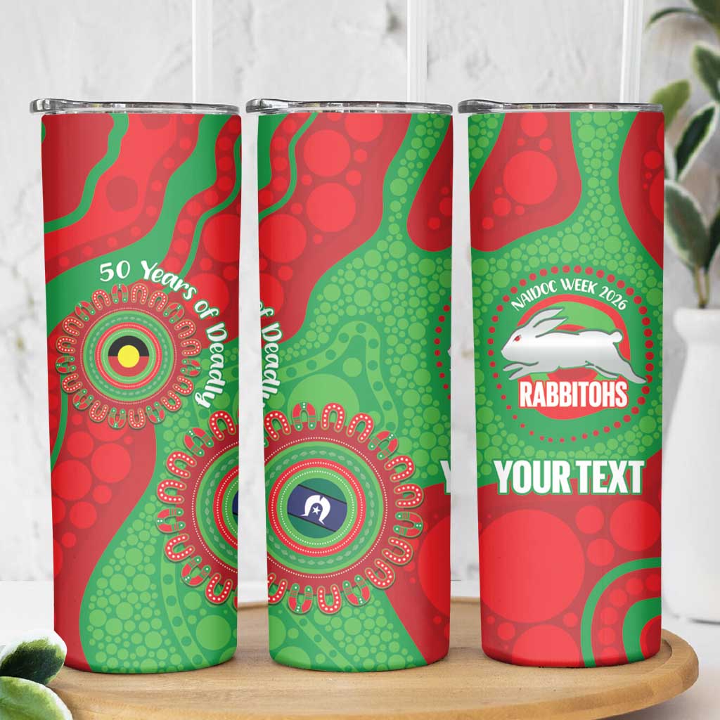 Rabbitohs NAIDOC Week 2026 Personalised Skinny Tumbler 50 Years of Deadly Aboriginal Art