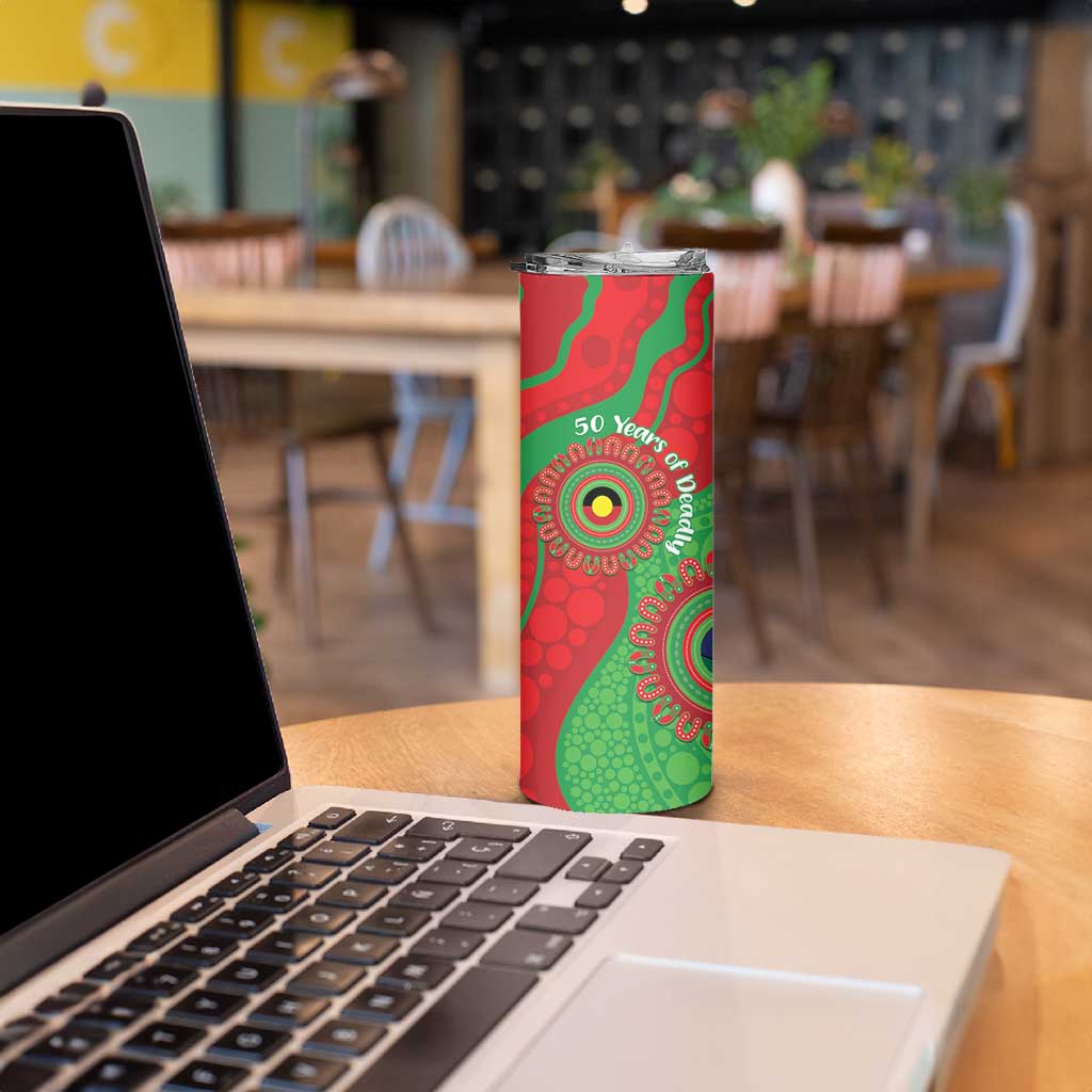 Rabbitohs NAIDOC Week 2026 Personalised Skinny Tumbler 50 Years of Deadly Aboriginal Art