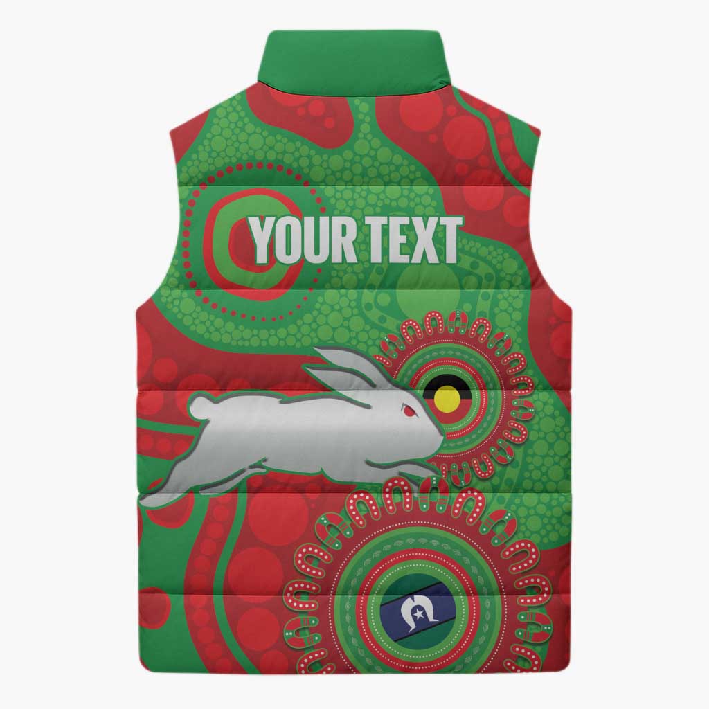 Rabbitohs NAIDOC Week 2026 Personalised Sleeveless Puffer Jacket 50 Years of Deadly Aboriginal Art