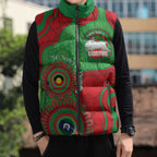 Rabbitohs NAIDOC Week 2026 Personalised Sleeveless Puffer Jacket 50 Years of Deadly Aboriginal Art