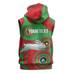 Rabbitohs NAIDOC Week 2026 Personalised Sleeveless Zip Hoodie 50 Years of Deadly Aboriginal Art