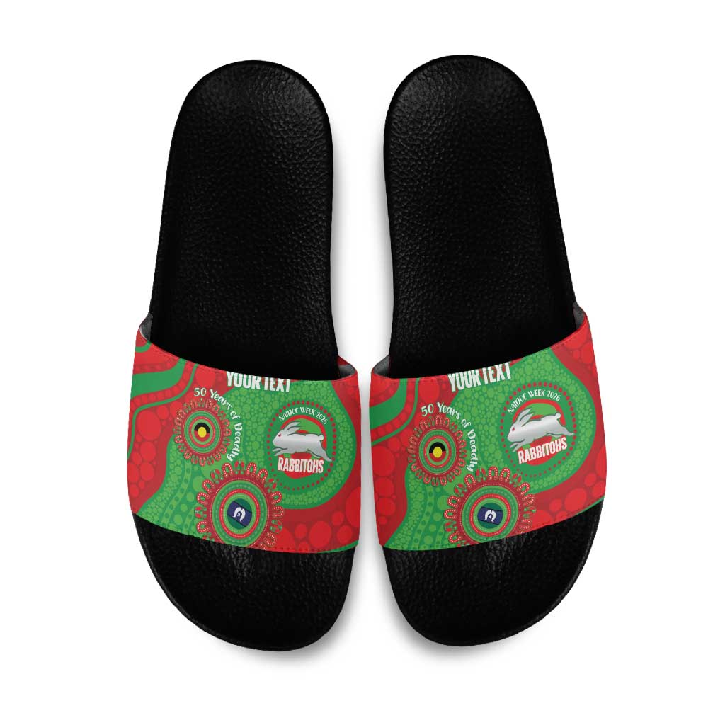Rabbitohs NAIDOC Week 2026 Personalised Slide Sandals 50 Years of Deadly Aboriginal Art
