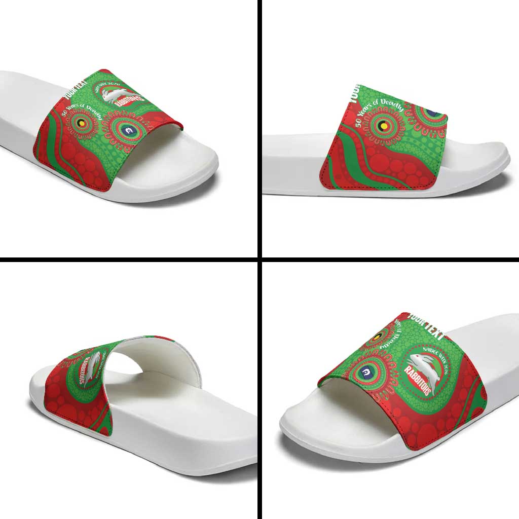 Rabbitohs NAIDOC Week 2026 Personalised Slide Sandals 50 Years of Deadly Aboriginal Art
