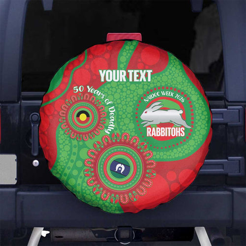 Rabbitohs NAIDOC Week 2026 Personalised Spare Tire Cover 50 Years of Deadly Aboriginal Art