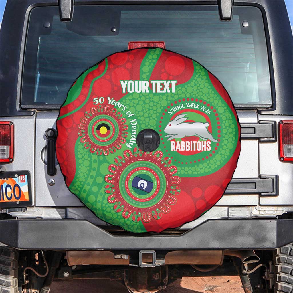 Rabbitohs NAIDOC Week 2026 Personalised Spare Tire Cover 50 Years of Deadly Aboriginal Art
