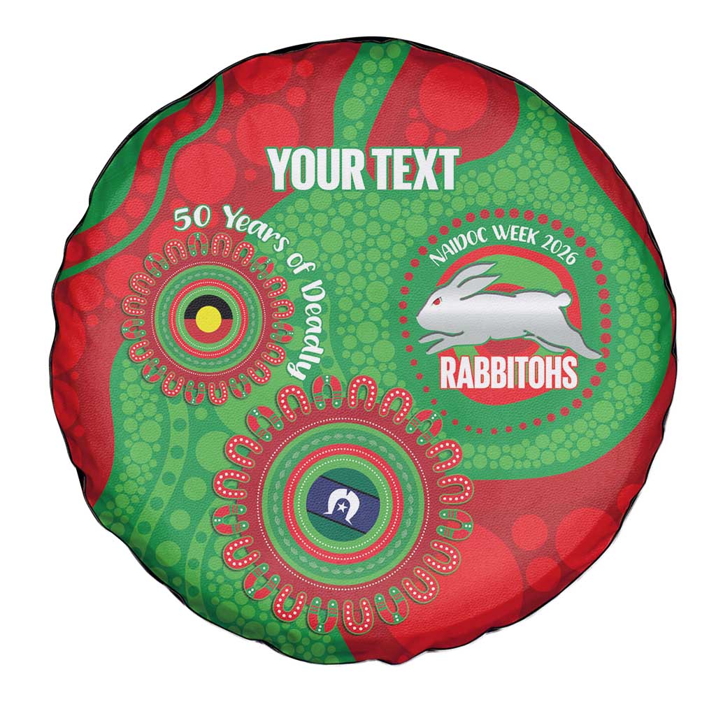 Rabbitohs NAIDOC Week 2026 Personalised Spare Tire Cover 50 Years of Deadly Aboriginal Art
