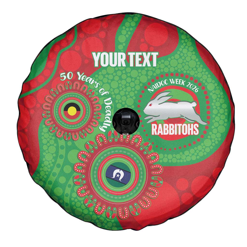 Rabbitohs NAIDOC Week 2026 Personalised Spare Tire Cover 50 Years of Deadly Aboriginal Art