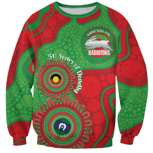 Rabbitohs NAIDOC Week 2026 Personalised Sweatshirt 50 Years of Deadly Aboriginal Art