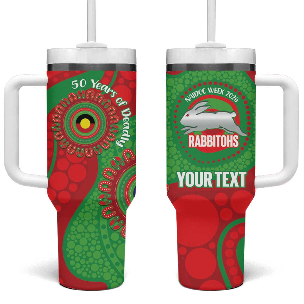 Rabbitohs NAIDOC Week 2026 Personalised Tumbler With Handle 50 Years of Deadly Aboriginal Art