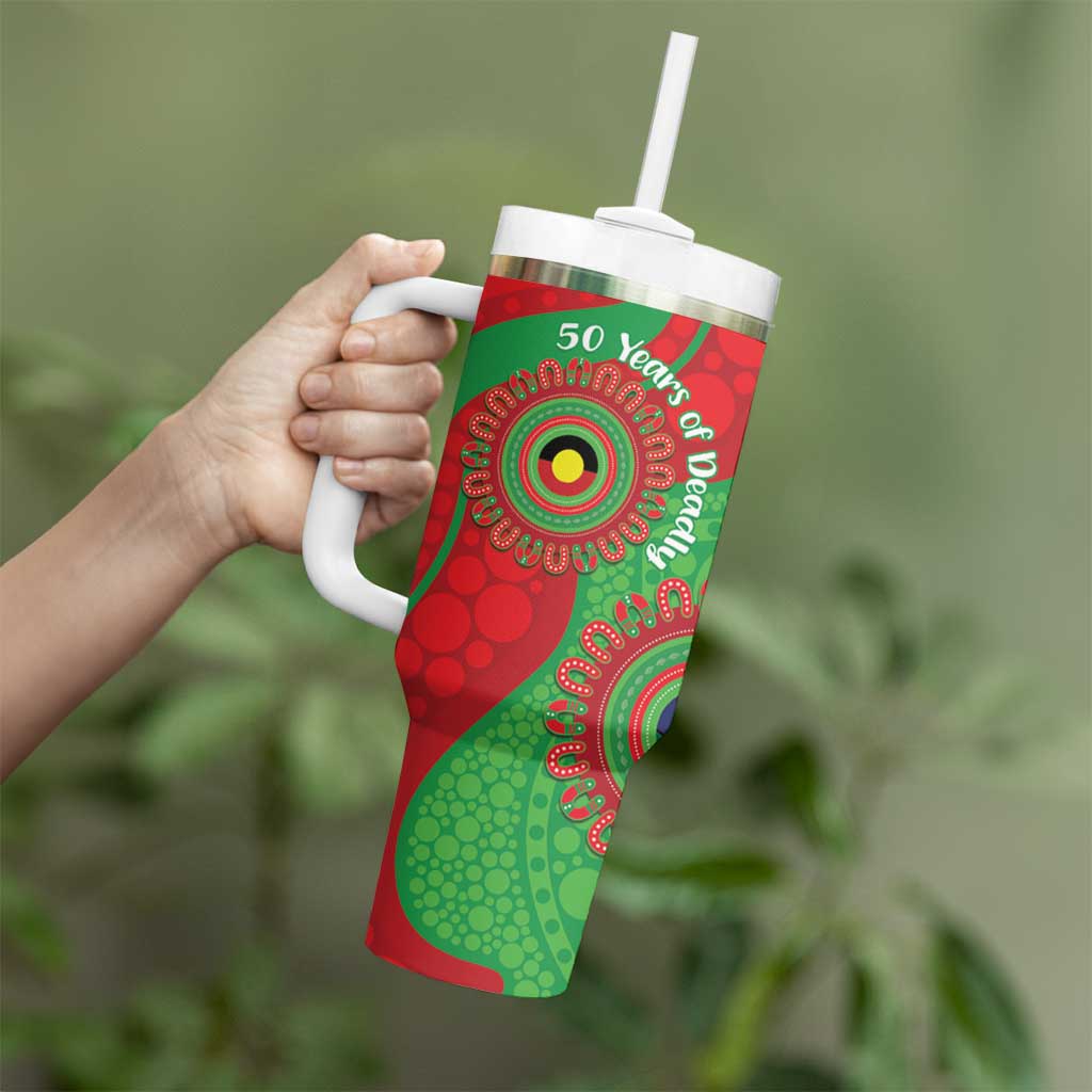 Rabbitohs NAIDOC Week 2026 Personalised Tumbler With Handle 50 Years of Deadly Aboriginal Art
