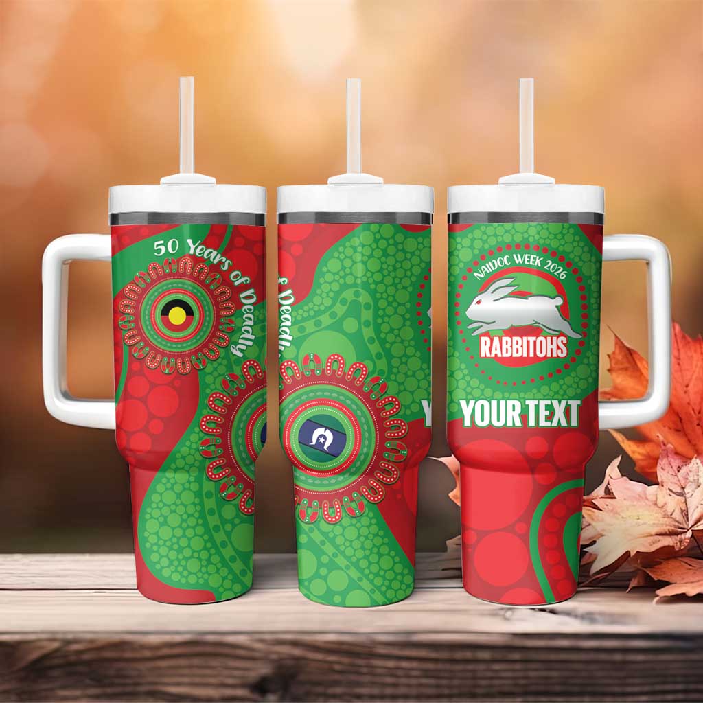 Rabbitohs NAIDOC Week 2026 Personalised Tumbler With Handle 50 Years of Deadly Aboriginal Art