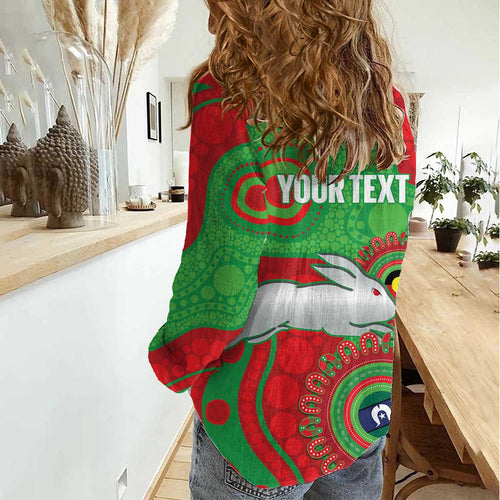 Rabbitohs NAIDOC Week 2026 Personalised Women Casual Shirt 50 Years of Deadly Aboriginal Art