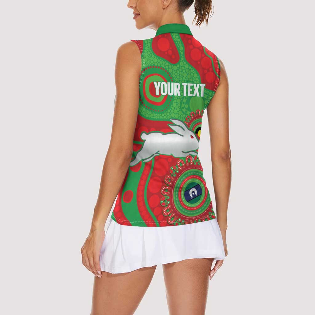Rabbitohs NAIDOC Week 2026 Personalised Women Sleeveless Polo Shirt 50 Years of Deadly Aboriginal Art